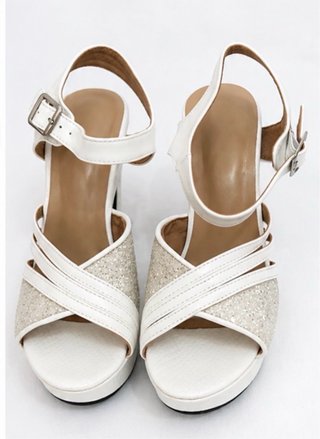 Sandalias tacón blancas con brillo