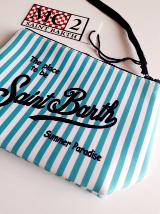 Pochette MC2 Saint Barth righe blu e bianche