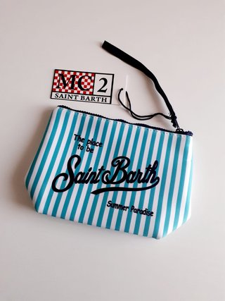 Pochette MC2 Saint Barth righe blu e bianche