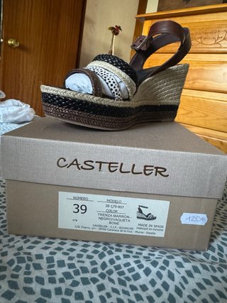 Sandalias cuña Casteller TRENZA MARRON 39