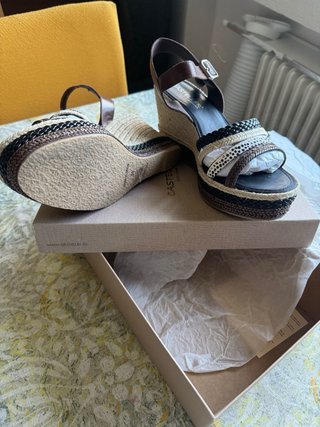 Sandalias cuña Casteller TRENZA MARRON 39