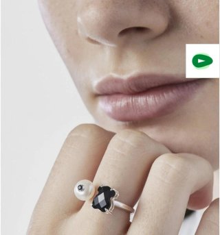 ( NUEVO ) Anillo Tous Oso Onix Perla Ajustable