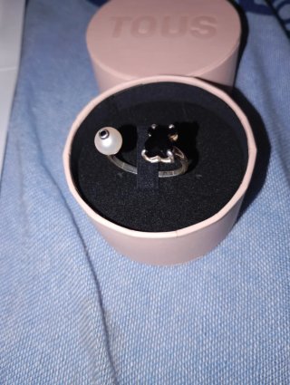 ( NUEVO ) Anillo Tous Oso Onix Perla Ajustable