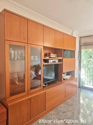 Mueble de salón vintage madera y cristal