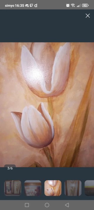 Cuadro de tulipanes en marco de madera
