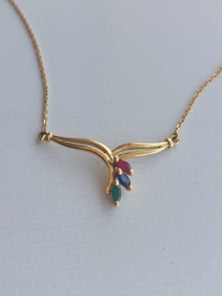 Collar Oro 18k con piedras preciosas