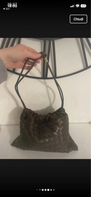 Borsa in ecopelle intrecciata marrone