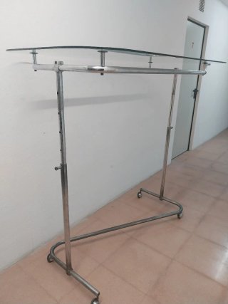 Perchero mostrador cristal y metal