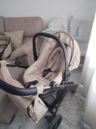 Carrito de bebé 3 piezas beige