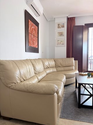 Sofá Natuzzi Piel Crema - 4 Plazas