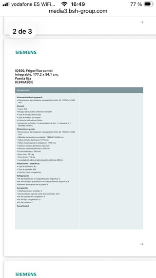 Frigorífico Siemens KI34VA50IE/03 integrable