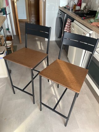 2x Taburetes de cocina madera y metal