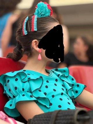 Vestido Flamenca Niña Polka Azul