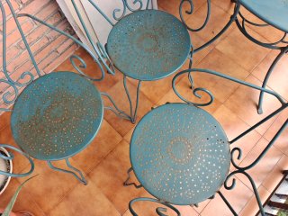 Mesa Vintage Hierro Ø95cm Desmontable 3 Sillas