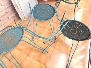 Mesa Vintage Hierro Ø95cm Desmontable 3 Sillas
