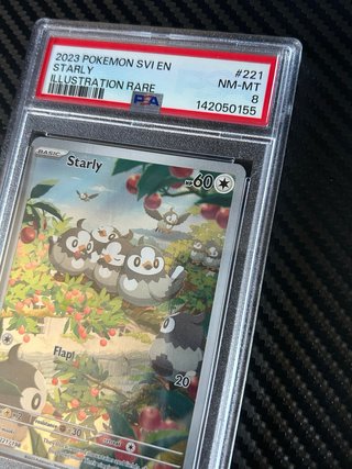 Carta Pokémon Starly Illustrazione Rara PSA 8