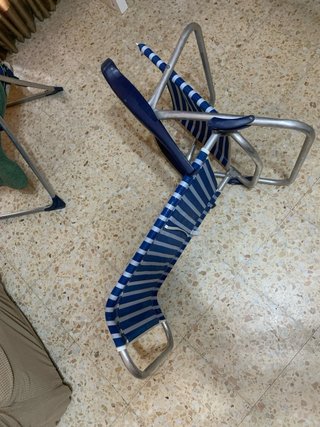 Silla Playa Convertible Hamaca Rayas Azul