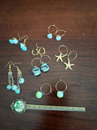 Set 7 paia orecchini oro e turchese
