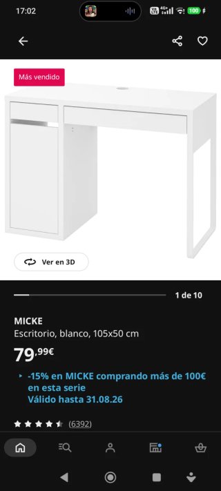 Escritorio MICKE Blanco Ikea