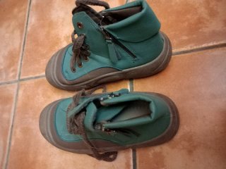 Botines bicolor marrones y turquesa