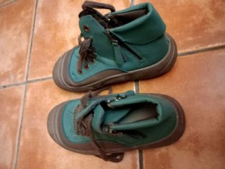 Botines bicolor marrones y turquesa