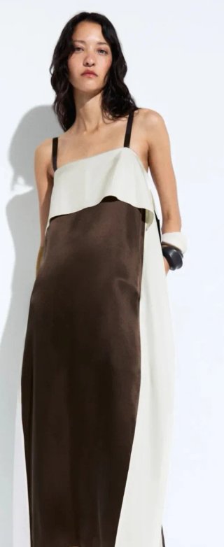 Vestido Massimo Dutti M Marrón y Blanco