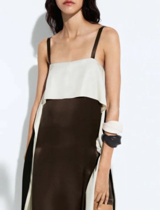Vestido Massimo Dutti M Marrón y Blanco