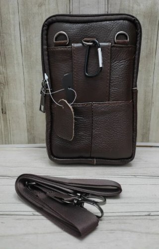 OFERTA BOLSO RIÑONERA BANDOLERA PIEL MARRON. MÓVIL