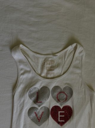 Canotta Guess cuori strass bianca Tg S