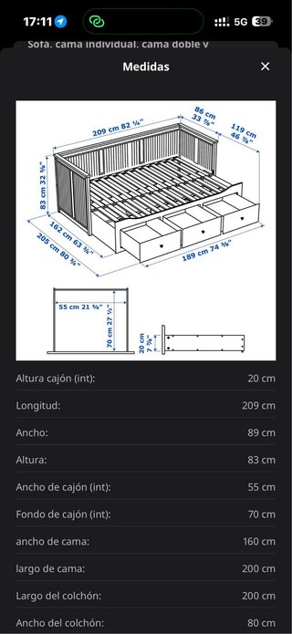 Cama nido/diván IKEA HEMNES 200x80