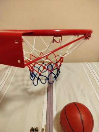 Aro y pelota de baloncesto
