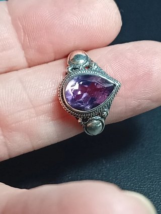 Anillo Plata Ley Amatista