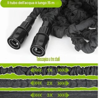 Tubo da Giardino Flessibile ed Espandibile 15m New