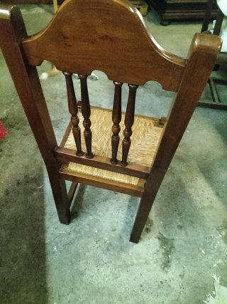 4 Sedie in Legno Massello con Sedile in Giuta