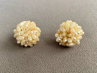 Pendientes Vintage, Aqua Dulce, Perlas Arroz