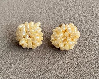 Pendientes Vintage, Aqua Dulce, Perlas Arroz
