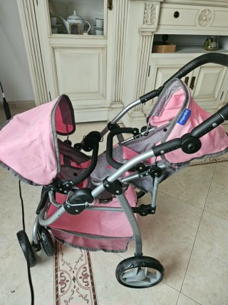 Carrito Muñecas Gemelar Rosa de Juguettos