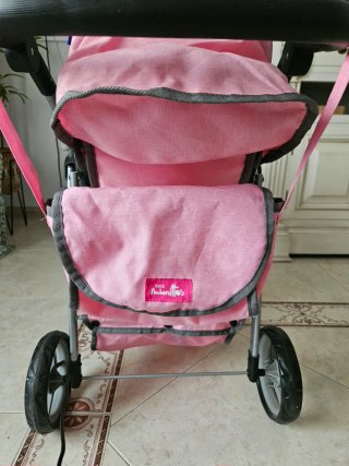 Carrito Muñecas Gemelar Rosa de Juguettos