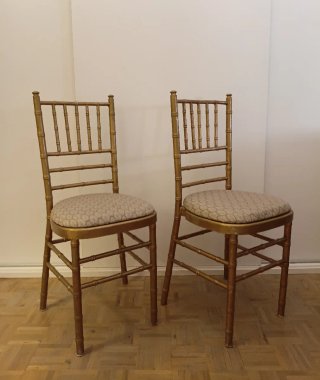 2 Sillas Vintage Tiffany Oro Envejecido tapizadas