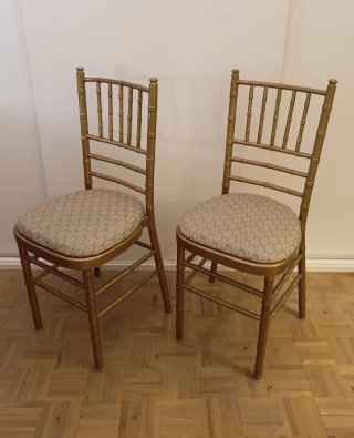 2 Sillas Vintage Tiffany Oro Envejecido tapizadas