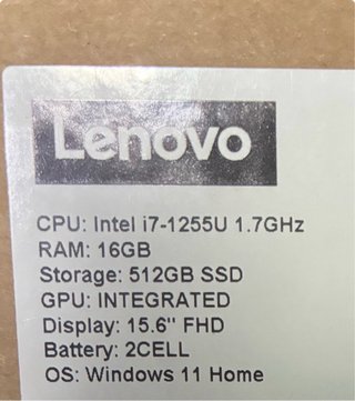 Lenovo Intel i7 16GB RAM 512GB SSD
