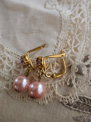 Orecchini vintage con perle e cristalli