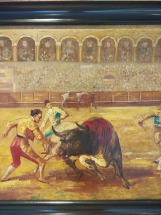 Cuadro antiguo pintado taurino