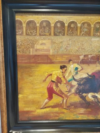 Cuadro antiguo pintado taurino