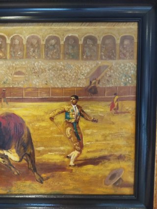 Cuadro antiguo pintado taurino