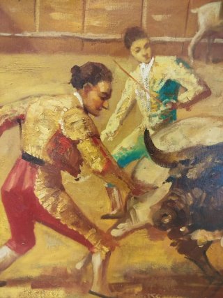 Cuadro antiguo pintado taurino