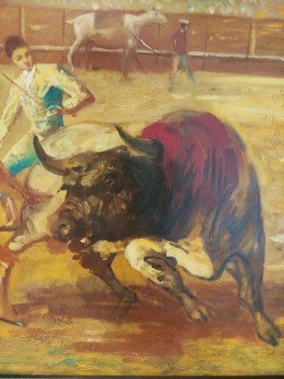 Cuadro antiguo pintado taurino