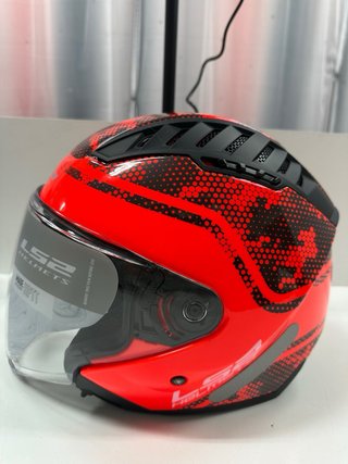 Casco Moto Rojo y Negro