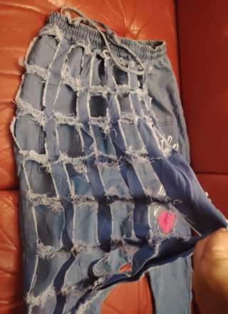 Pantaloni harem,donna effetto jeans,stile casual/Y