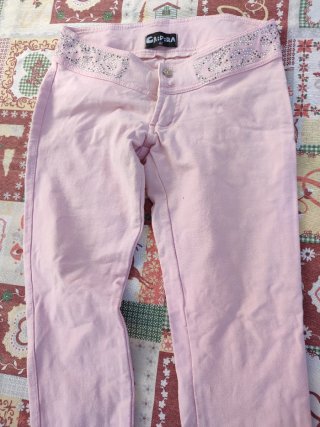 Pantalón Pirata Rosa Elástico con Lazos